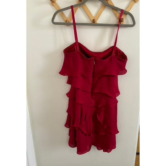 BCBGMaxazria Dress Women's 6 Ginger Ruffled Tiered Strapless Silk Red Wine - Picture 3 of 12
